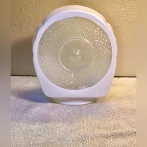 Vintage Art Deco White Clear Glass Bathroom Porch Light Globe Shade MCM Matching